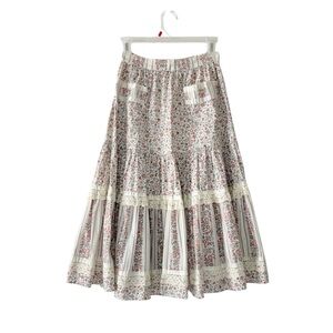 Vintage 70s Gunne Sax Floral Cottagecore Tiered Midi Prairie Skirt